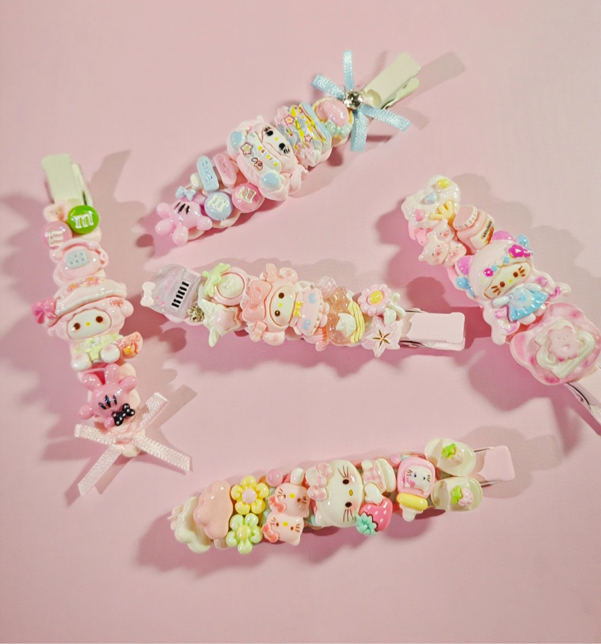 Kawaii Cream Gel Hair Clips - Cute Cartoon Barrettes for Hair & Bangs