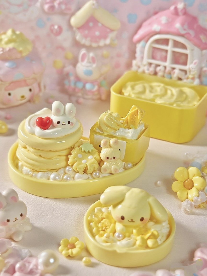 3D Cream Gel Animal Figurines - Teddy, Rabbit, Kitty Designs | Shelf Decor, Party Favors ✨